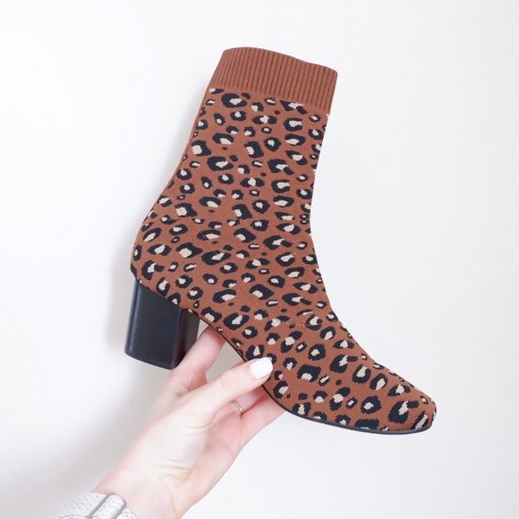 SILENT D Anthropologie Leopard Knit Sock Boots - Picture 2 of 12